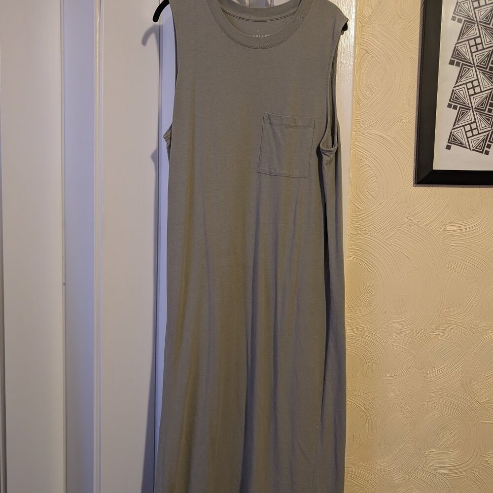 Everlane long muscle tee dress in pale sage green